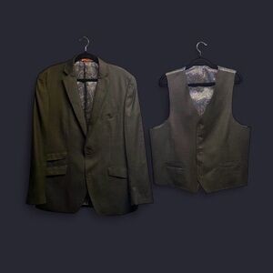 Tallia Uomo Wool Cashmere Blazer Paisley Lining Gray - 46L